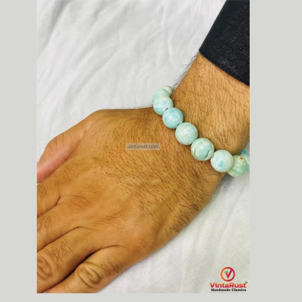 Single Smithsonite Gemstone Bracelet: Adjustable Beaded Unisex Jewelry